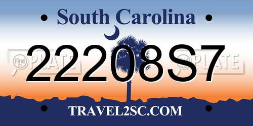 22208S7 South Carolina License Plate