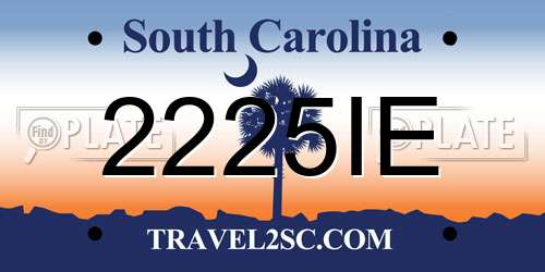2225IE South Carolina License Plate