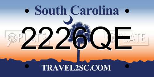 2226QE South Carolina License Plate