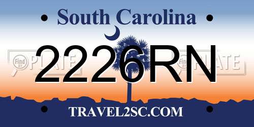 2226RN South Carolina License Plate