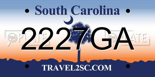 2227GA South Carolina License Plate