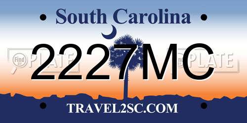 2227MC South Carolina License Plate