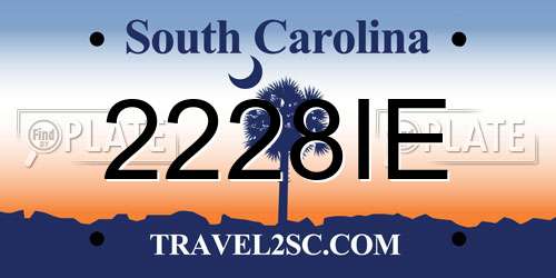 2228IE South Carolina License Plate