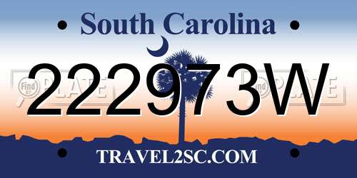 222973W South Carolina License Plate