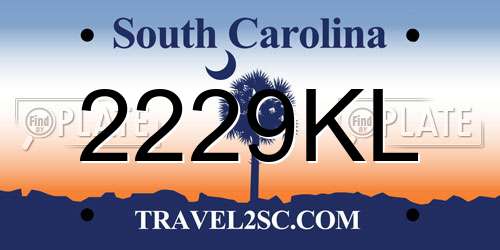 2229KL South Carolina License Plate