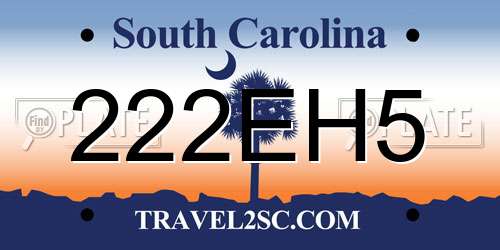 222EH5 South Carolina License Plate