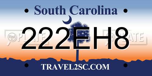 222EH8 South Carolina License Plate