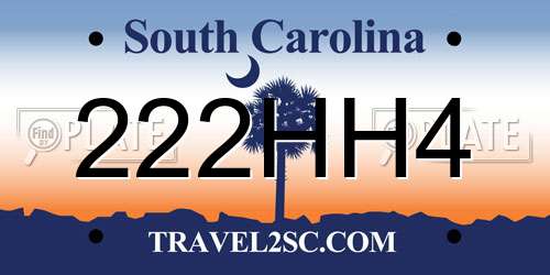 222HH4 South Carolina License Plate