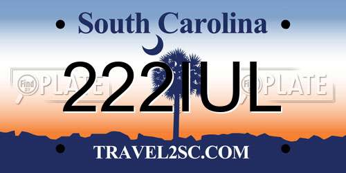 222IUL South Carolina License Plate