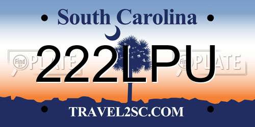 222LPU South Carolina License Plate