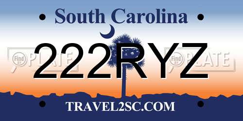 222RYZ South Carolina License Plate