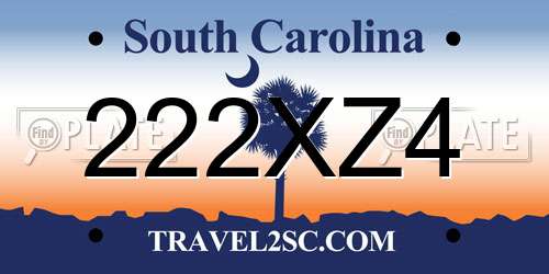 222XZ4 South Carolina License Plate