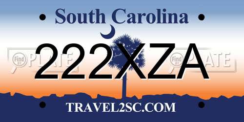 222XZA South Carolina License Plate