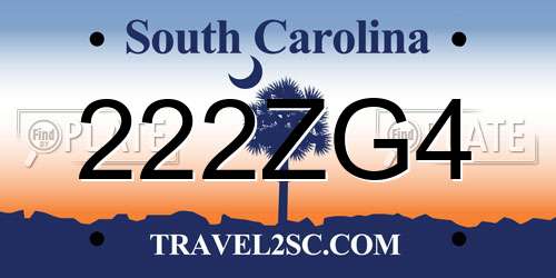 222ZG4 South Carolina License Plate