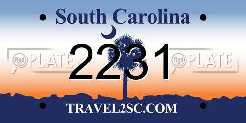2231 South Carolina License Plate
