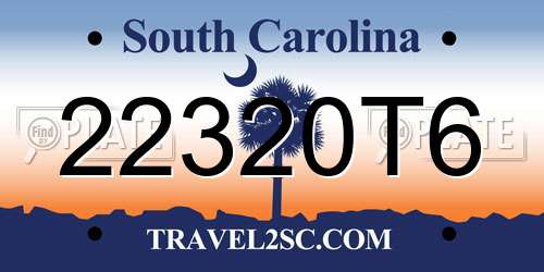 22320T6 South Carolina License Plate