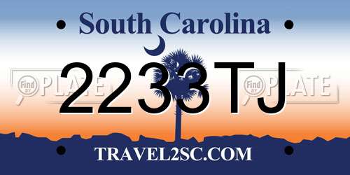 2233TJ South Carolina License Plate