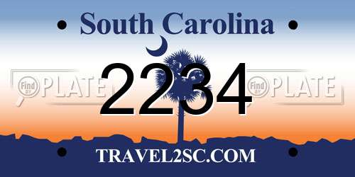2234 South Carolina License Plate