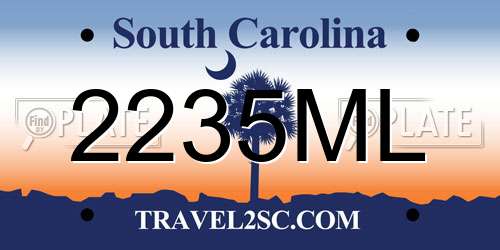 2235ML South Carolina License Plate
