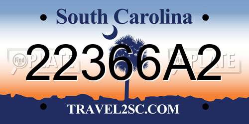 22366A2 South Carolina License Plate