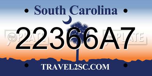 22366A7 South Carolina License Plate