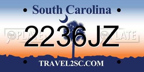2236JZ South Carolina License Plate