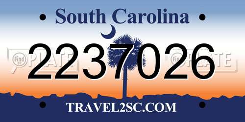 2237026 South Carolina License Plate