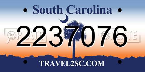 2237076 South Carolina License Plate