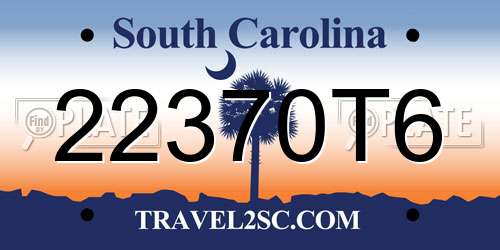 22370T6 South Carolina License Plate