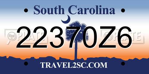 22370Z6 South Carolina License Plate