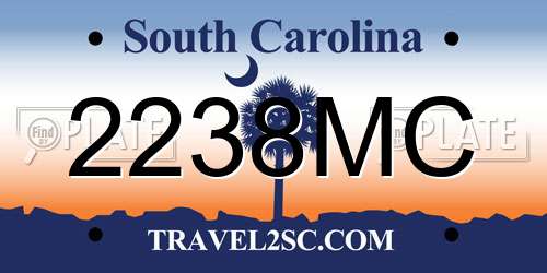 2238MC South Carolina License Plate