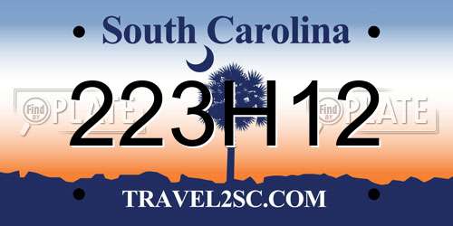 223H12 South Carolina License Plate