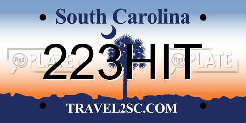 223HIT South Carolina License Plate