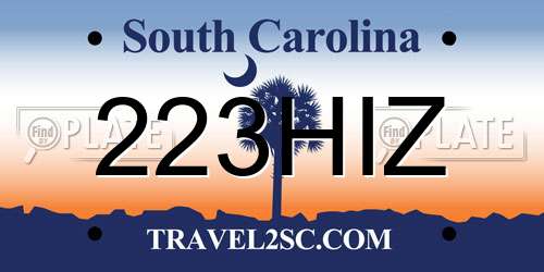 223HIZ South Carolina License Plate