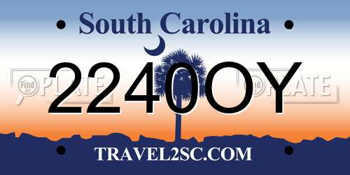 2240OY South Carolina License Plate