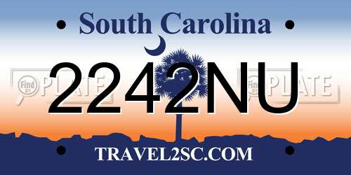 2242NU South Carolina License Plate