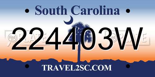 224403W South Carolina License Plate