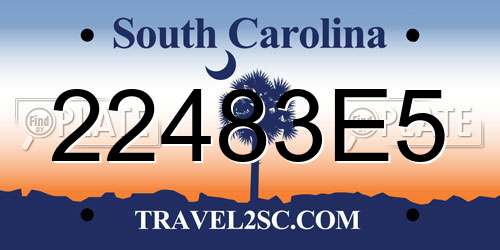 22483E5 South Carolina License Plate