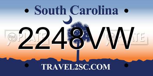 2248VW South Carolina License Plate