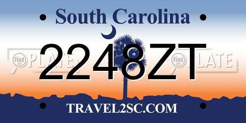 2248ZT South Carolina License Plate