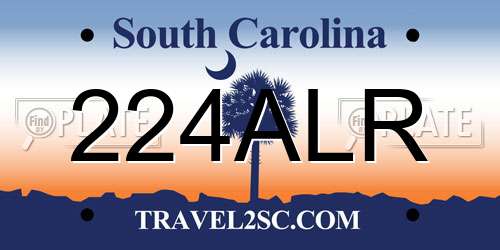 224ALR South Carolina License Plate