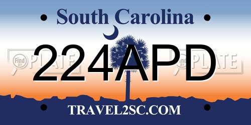 224APD South Carolina License Plate