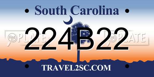 224B22 South Carolina License Plate
