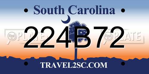224B72 South Carolina License Plate