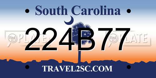 224B77 South Carolina License Plate