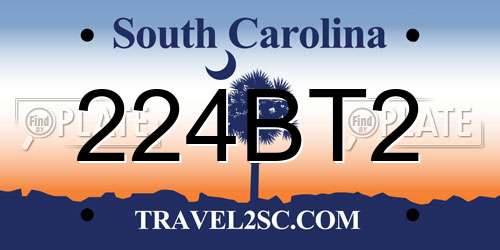 224BT2 South Carolina License Plate