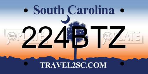 224BTZ South Carolina License Plate