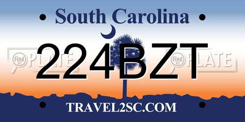 224BZT South Carolina License Plate