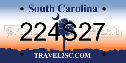 224S27 South Carolina License Plate