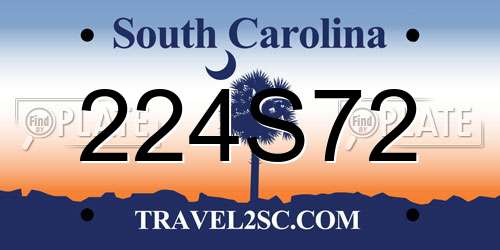 224S72 South Carolina License Plate